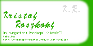 kristof roszkopf business card